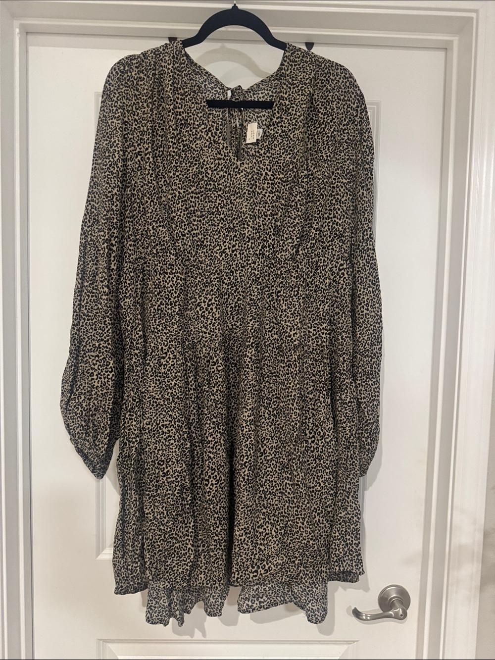 a new day Black and Tan Long Sleeve Animal Print Dress